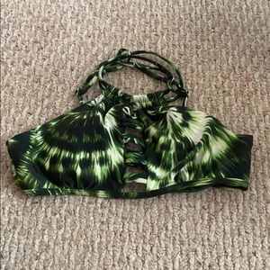 Green Tie Dye High Neck Bikini Top